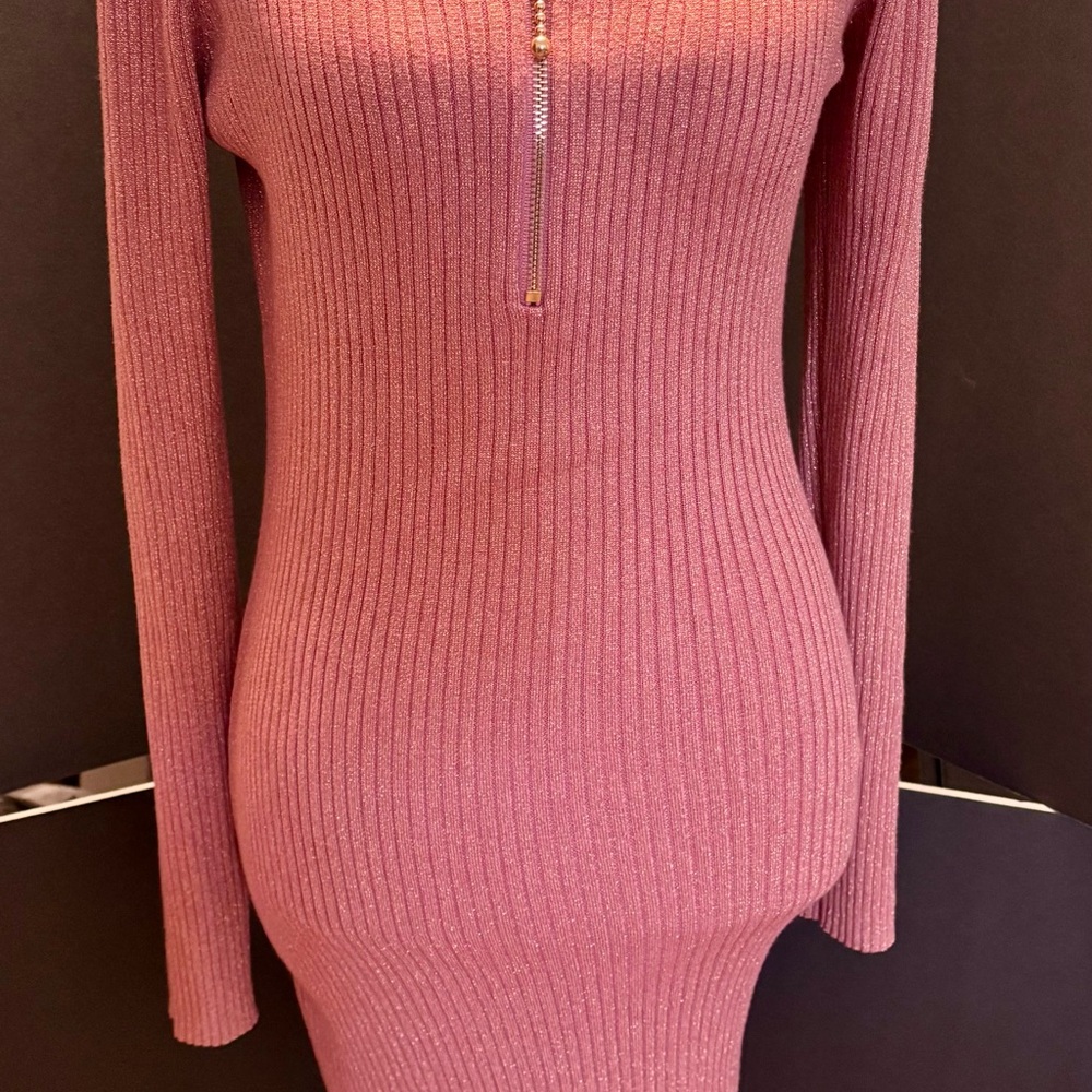 Say What? Pink Long Sleeve Ribbed Dress